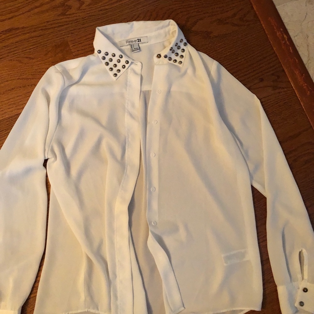 White button down with studs